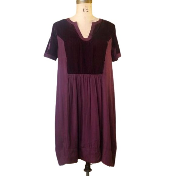 Anthropologie Maeve Ingrid Velvet Tunic Dress in Burgundy - Picture 2 of 16